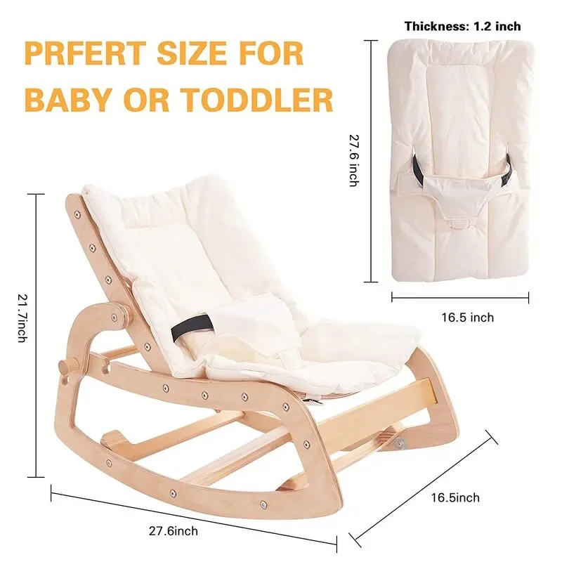 Mecedora de madera para bebé – Silla relajante y multifuncional - imagen 4