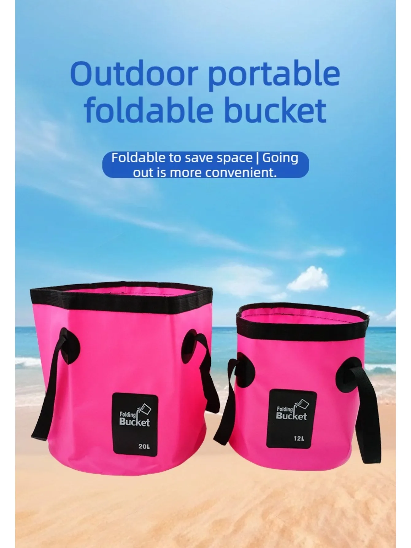 Cubo plegable de lona portátil para agua y almacenamiento exterior - imagen 4