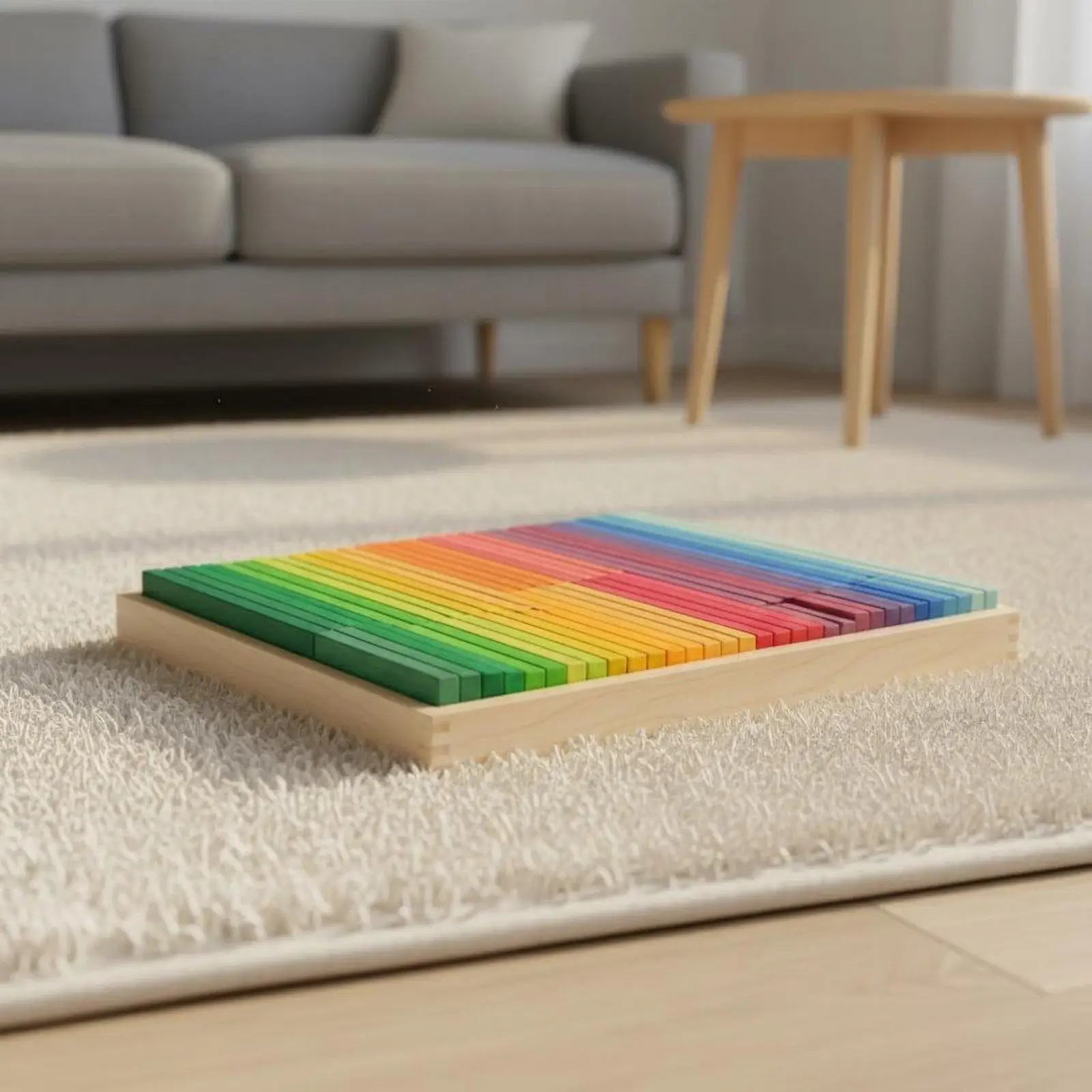 Bloques arcoíris de madera apilables para aprendizaje temprano - imagen 3