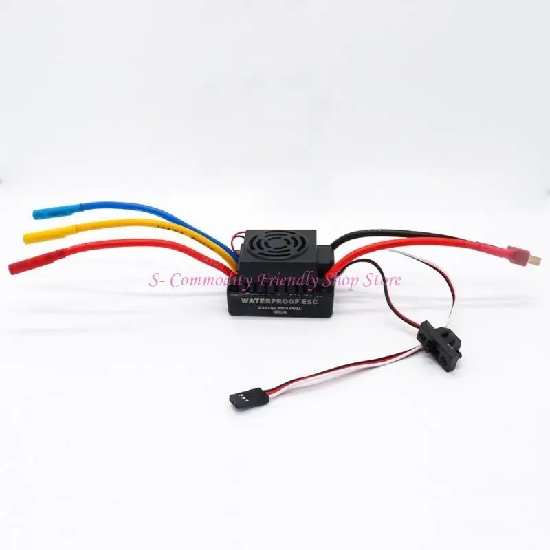Vista frontal del ESC 85ae brushless para coches RC