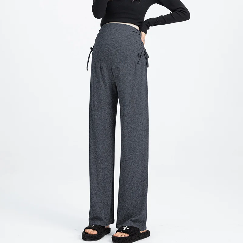 Pantalones de embarazo anchos de primavera-verano con cordón ajustable - imagen 4