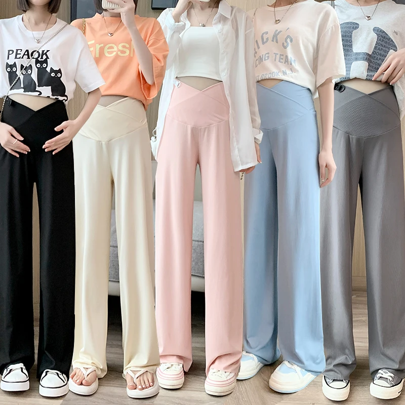 Pantalones premamá tela fresca – Cintura baja ajustable - imagen 3