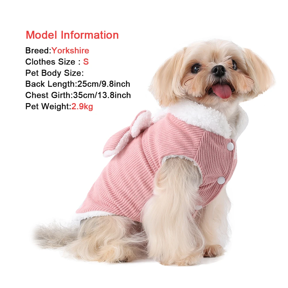 Chaqueta de invierno para perros pequeños y medianos con lazo
