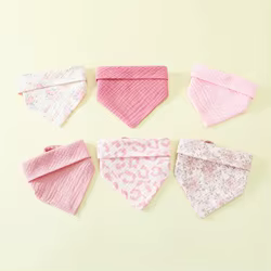 Baberos triangulares de muselina de algodón para bebé