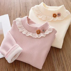 Leotardos térmicos de forro polar para niña con volantes decorativos