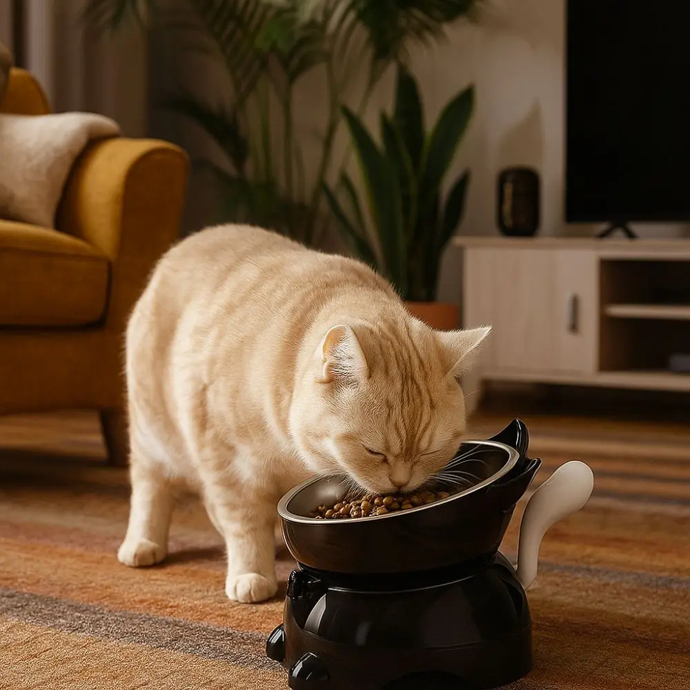 Comedero elevado para gatos antideslizante antiderrames base alta - imagen 2