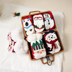 Calcetines navideños de algodón para niños y niñas