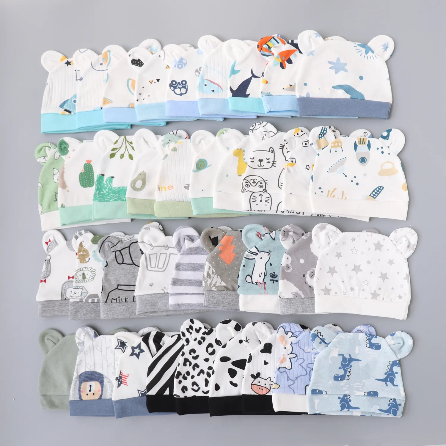 Gorro fetal algodón recién nacido – Dibujos animados primavera otoño - imagen 5