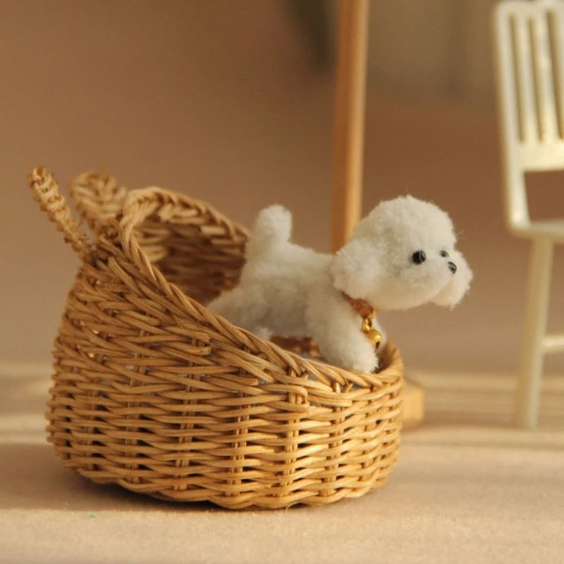 Cesta de mimbre para casa de muñecas – Decoración infantil - imagen 4