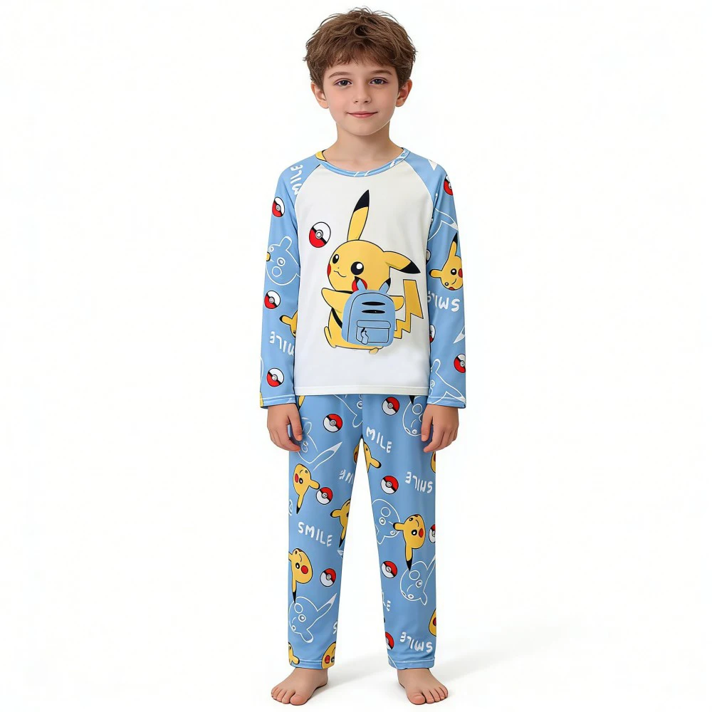 Pikachu: conjunto de pijama infantil manga larga Pokémon suave - imagen 5