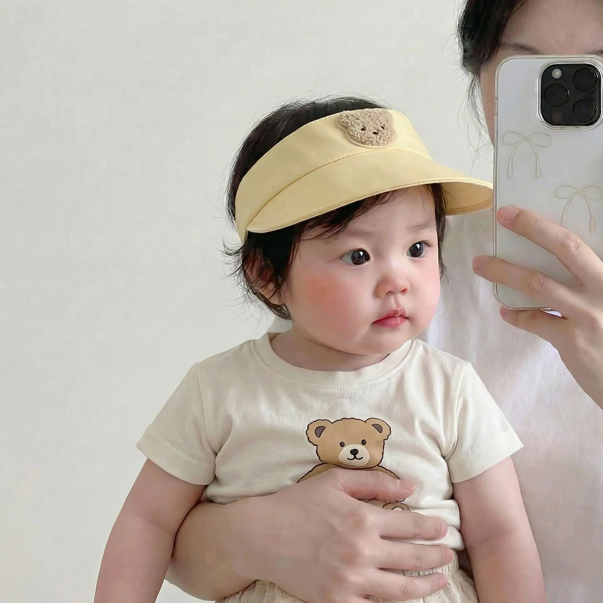 Gorra de verano infantil con diseño de oso y visera
