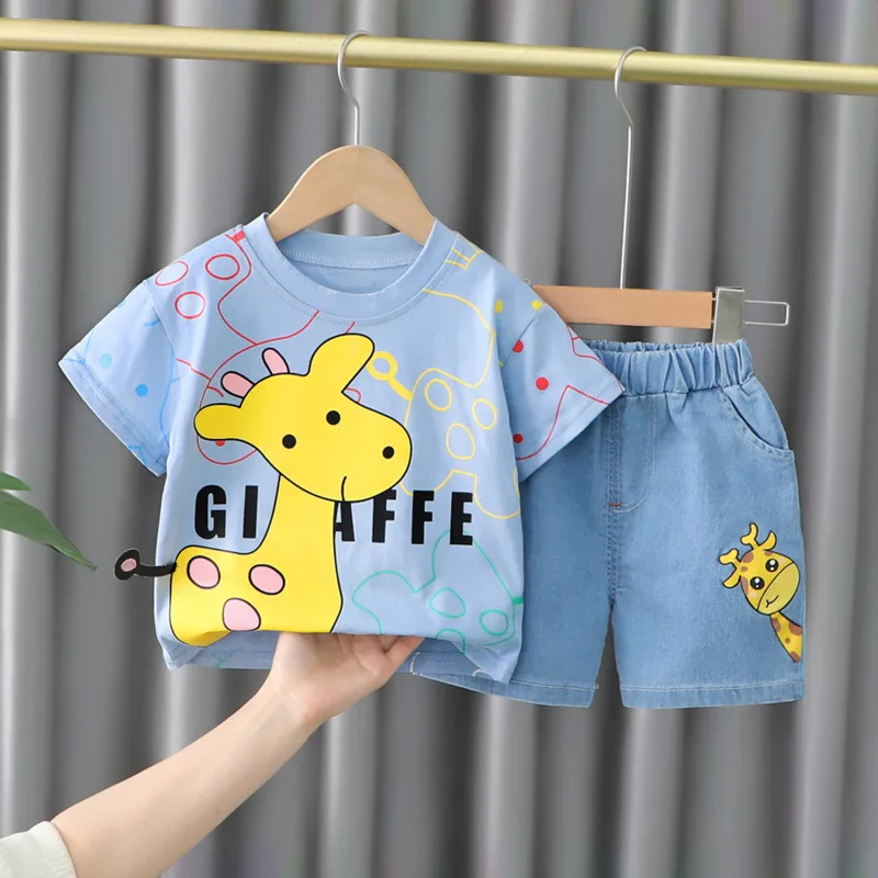 Conjunto de verano para niños con camiseta de dibujos y pantalón corto - imagen 2