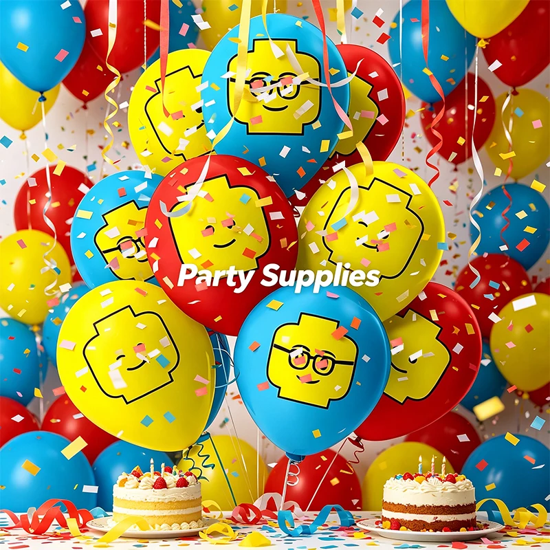 Globos de látex para cumpleaños infantiles – Bloques de color - imagen 3