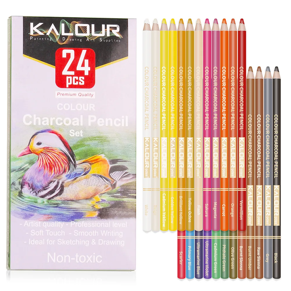 KALOUR Lápices de colores pastel para niños - Set de 24 colores