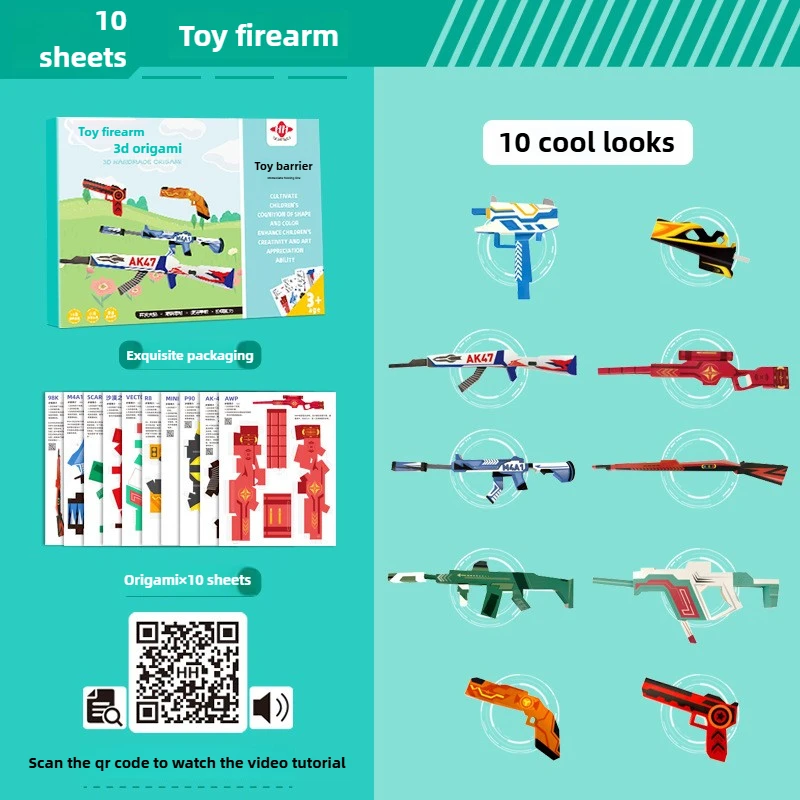 Kit de origami 3D educativo para niños con avionetas y pistolas - imagen 2