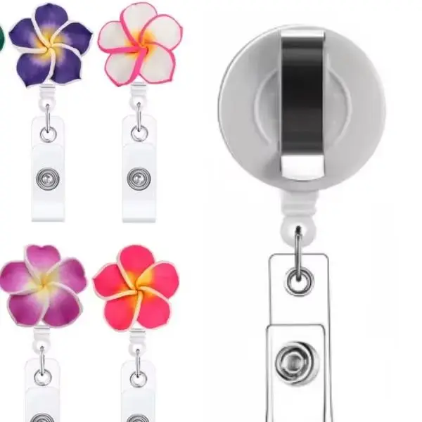 Portacarnet retráctil con clip y motivo de flor para tarjeta - imagen 3