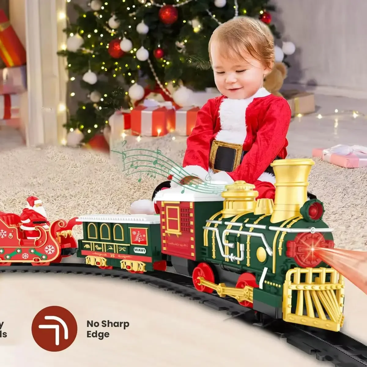 Tren eléctrico navideño con vía clásica y trineo de Papá Noel - imagen 2