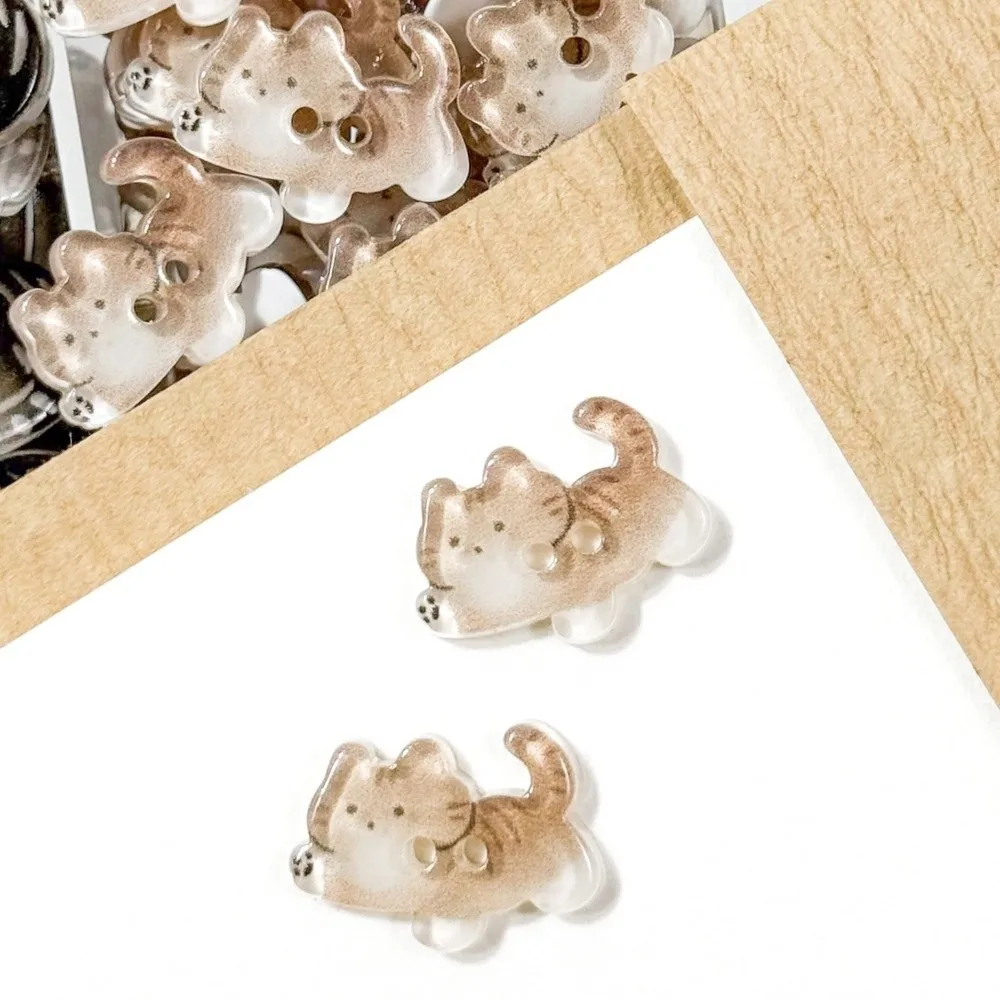 Botones de resina con gatos tabby grises para ropa y abrigos - imagen 3