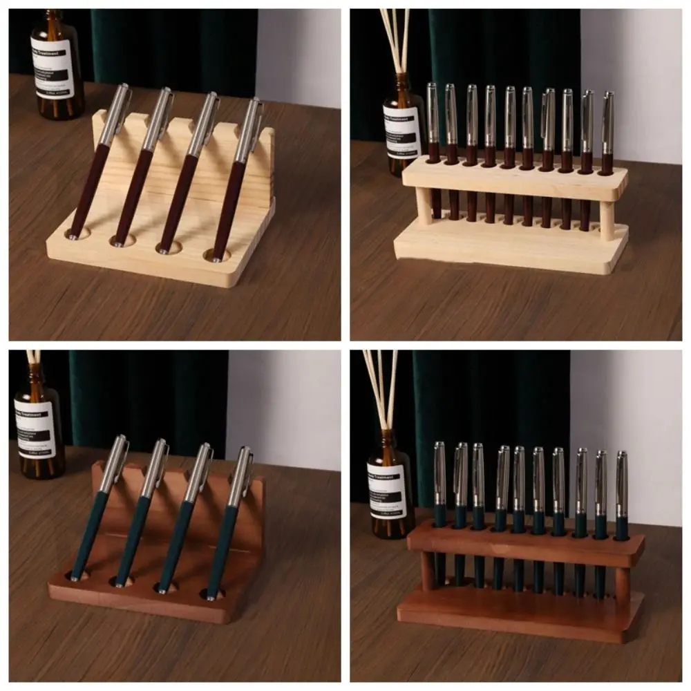 Soporte de escritorio en madera con organizador para bolígrafos - imagen 3