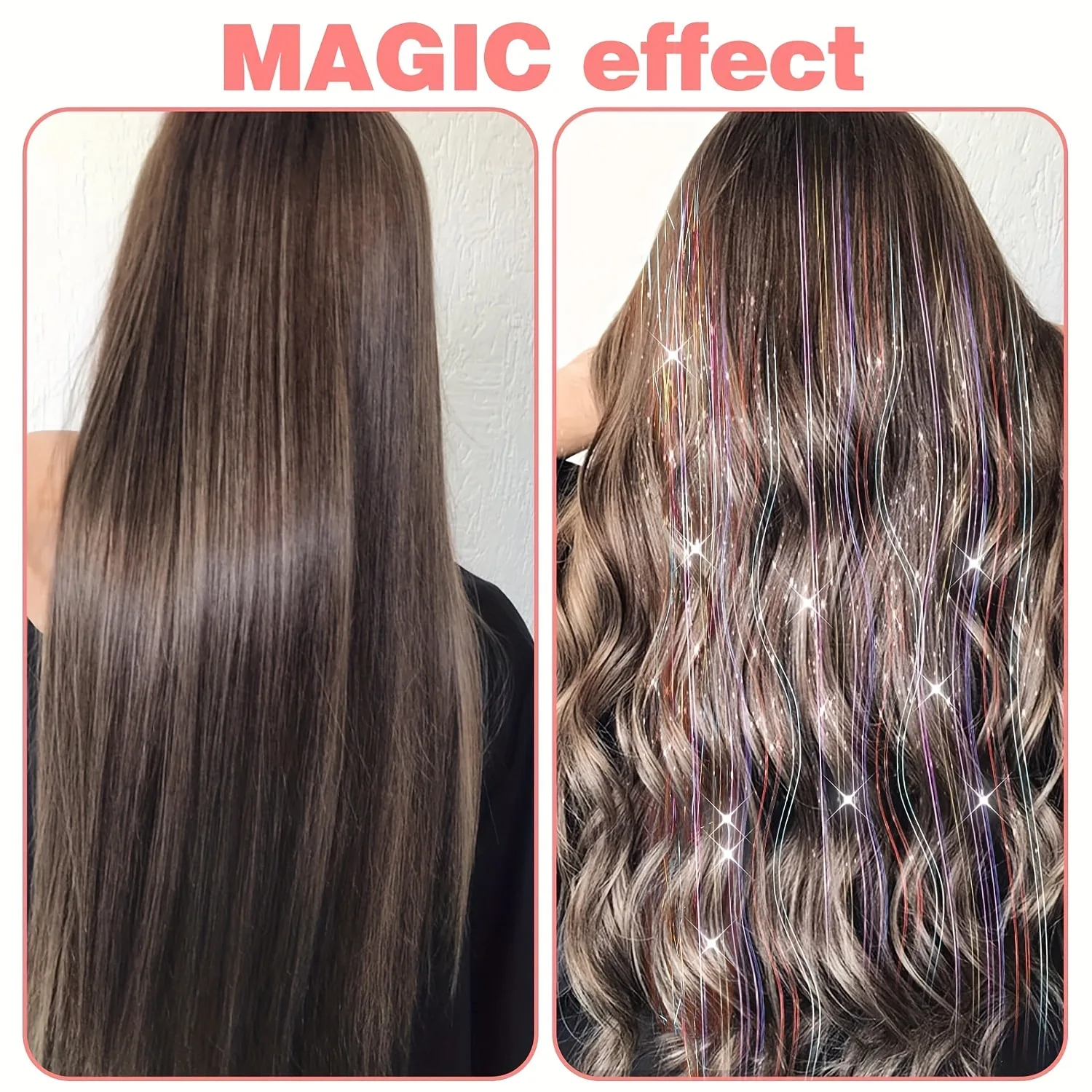 Mechón de extensión con detalle de oropel dorado láser