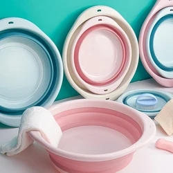 Lavabo plegable de silicona para bebé, tina portátil de pies