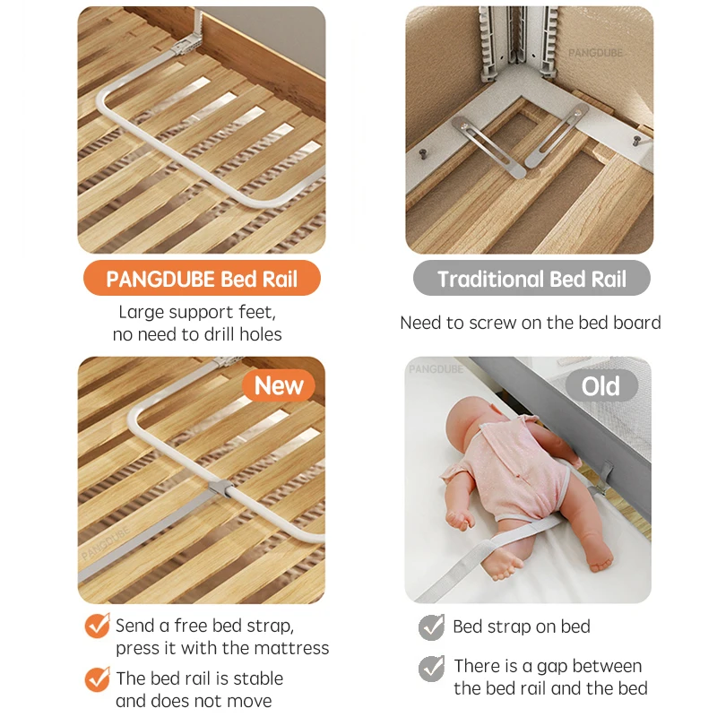 PANGDUBE barandilla de seguridad plegable para cama infantil - imagen 5