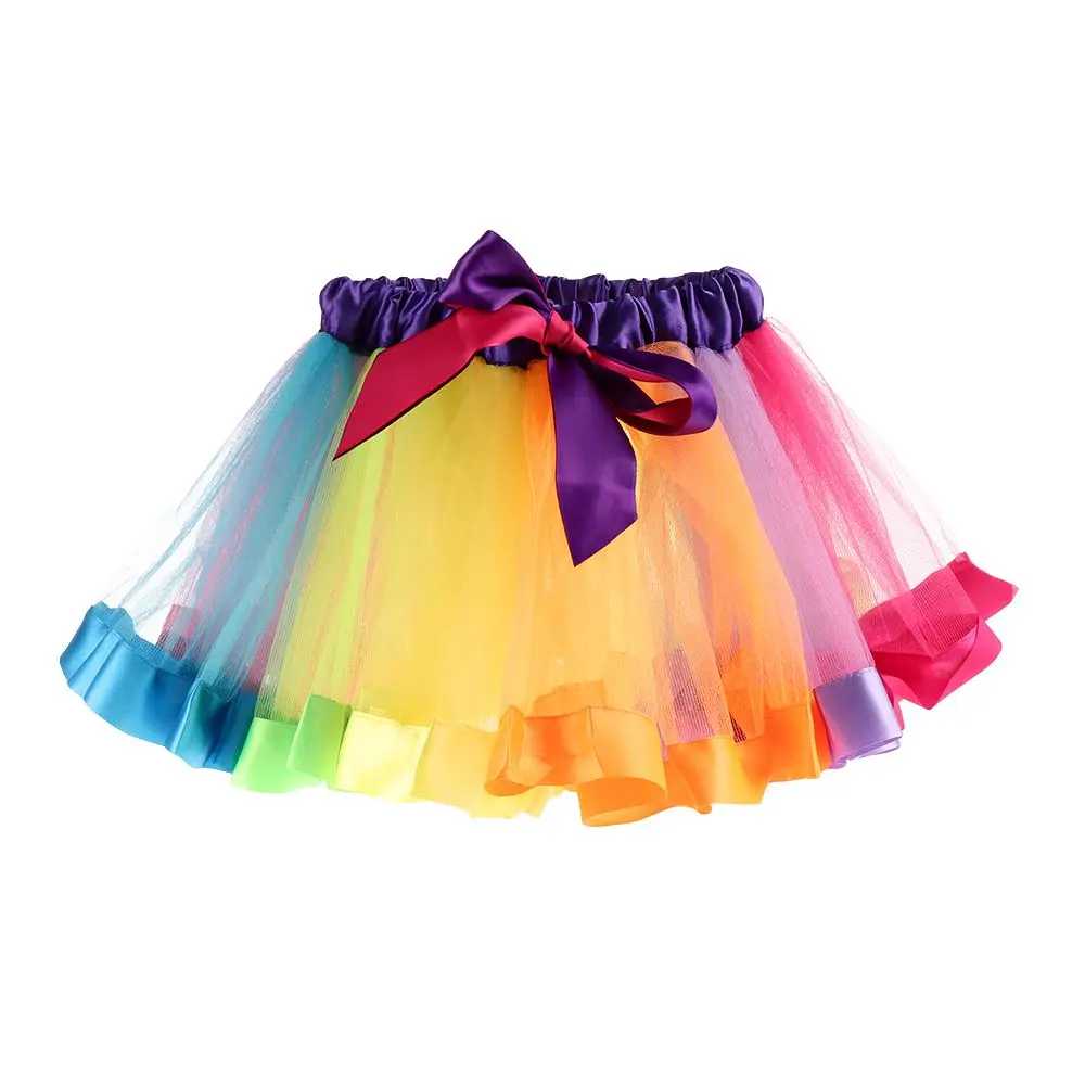 Vestido de fiesta en tul con falda tutú arcoíris princesa para niños - imagen 4