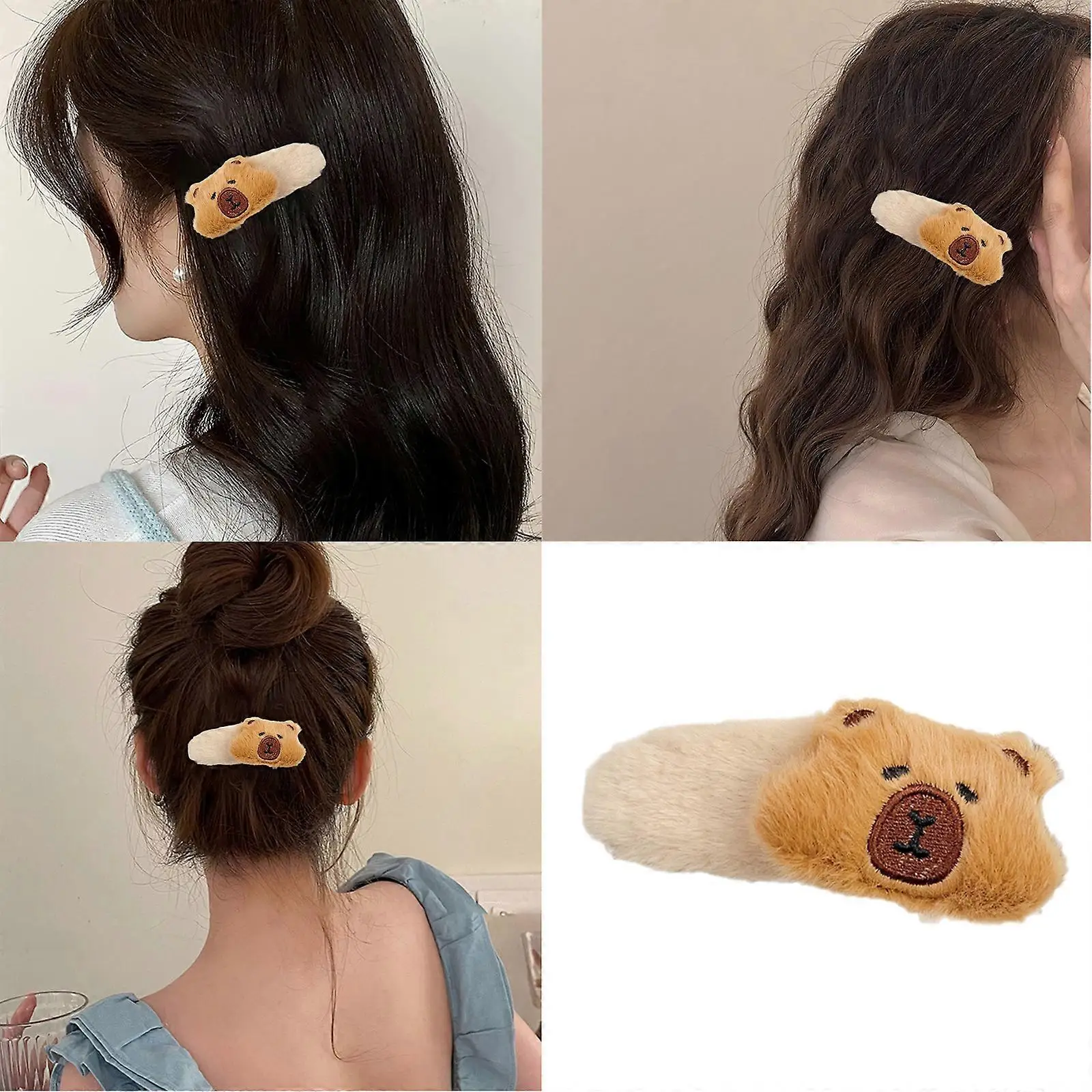 Clips BB Diadema capibara peluda para niñas - Accesorios para el pelo - imagen 5