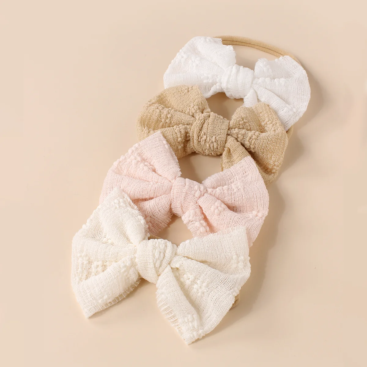 Diadema bebé elástica de gasa con lazo jacquard unisex - imagen 3