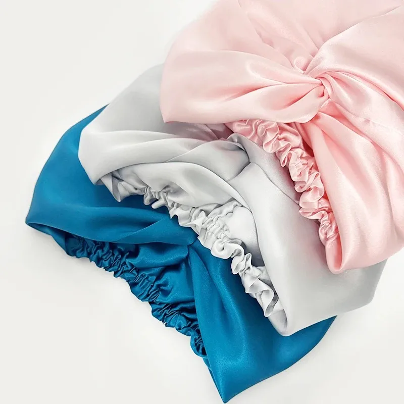 Gorro de dormir para bebé seda natural morera – Turbante retorcido - imagen 3
