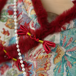 Conjunto de invierno para niña: vestido cálido de lana bordada