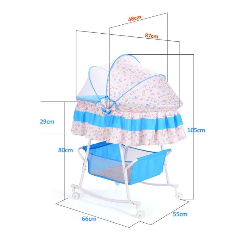 Cuna columpio para bebé con colchón, mosquitera y almohada suave
