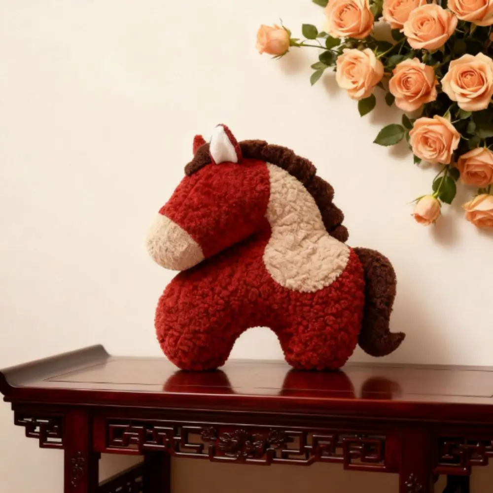 Almohada de peluche pony lavable a máquina roja con base antideslizante - imagen 2