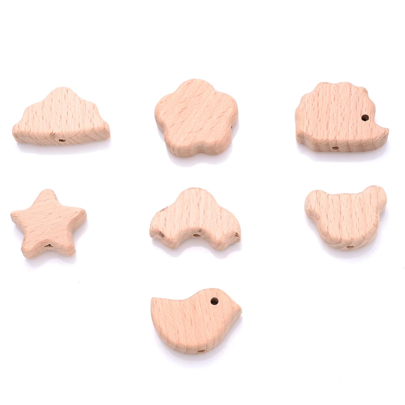 Cuentas de madera para chupete de bebé – Cadena colgante de haya - imagen 2