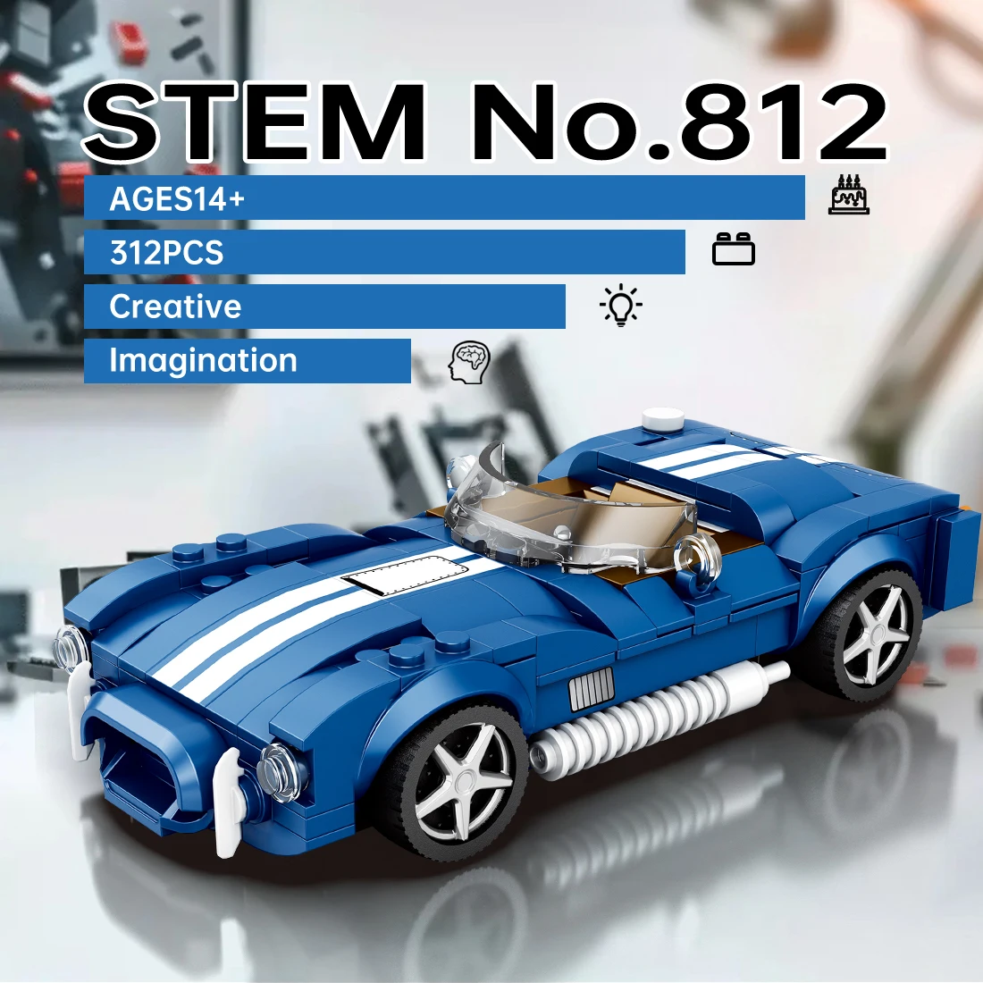 Bloques de construcción para coches deportivos azules - DIY para niños - imagen 3