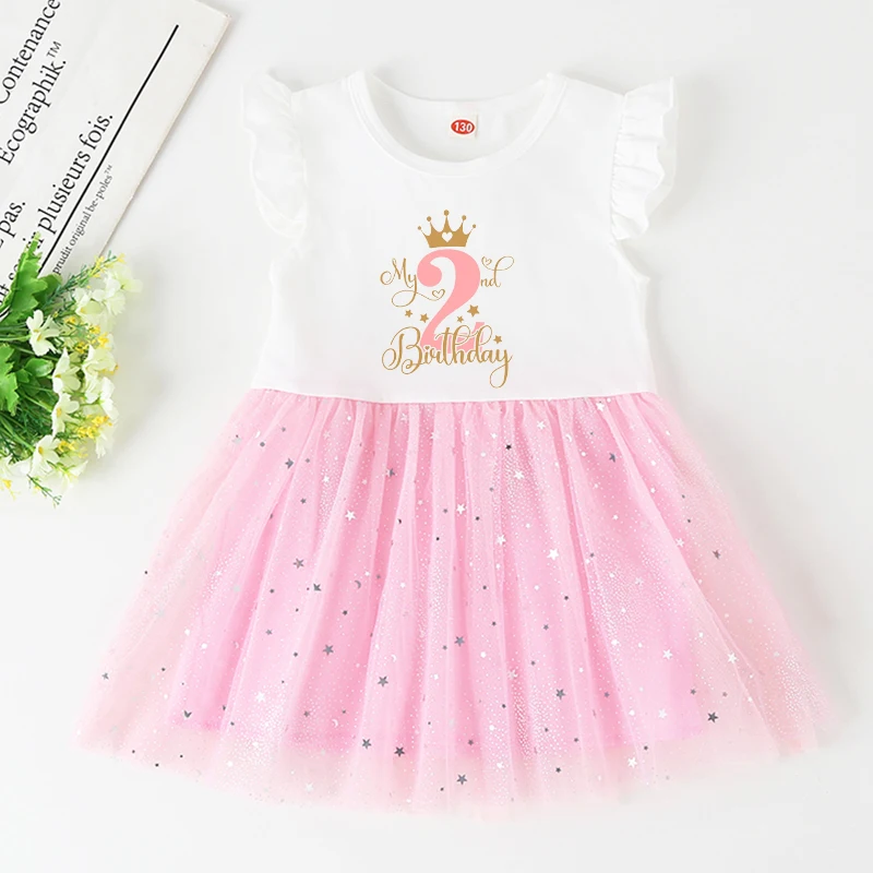 Vestido rosa con lunares dorados para niña – Fiesta de cumpleaños manga corta - imagen 5