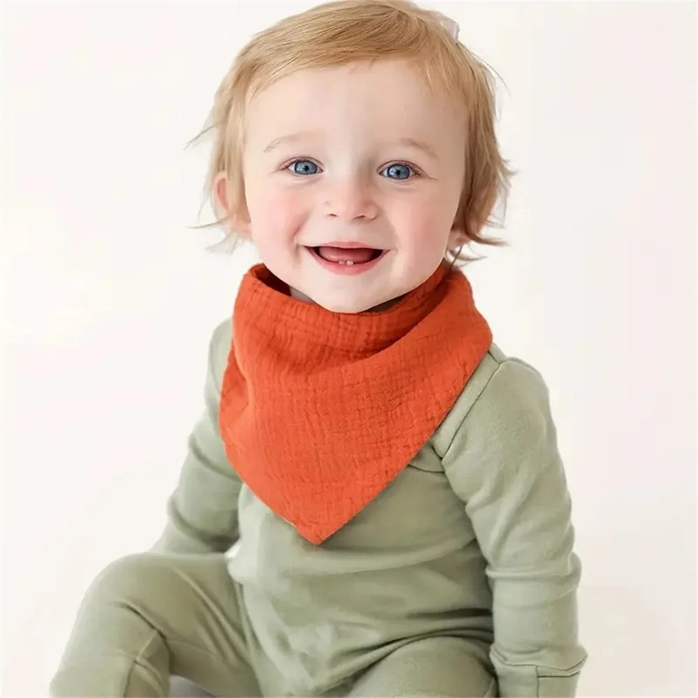Babero bandana de algodón para bebé – Color sólido saliva eructar - imagen 5