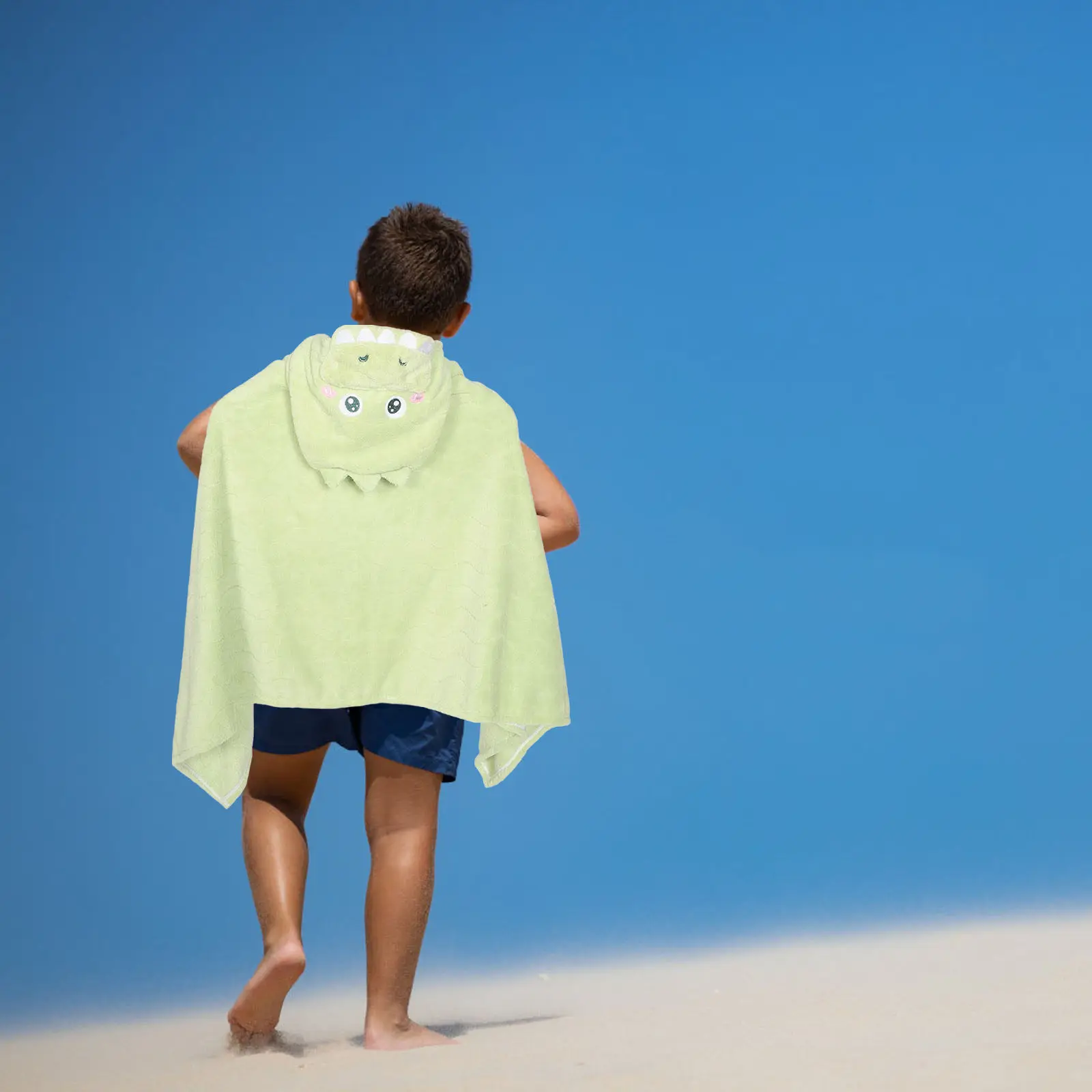 Albornoz infantil de felpa coral con capucha de dinosaurio - imagen 4