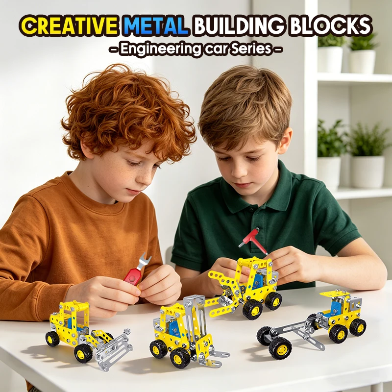 Juego de construcción metálica 3D con ladrillos y tornillos