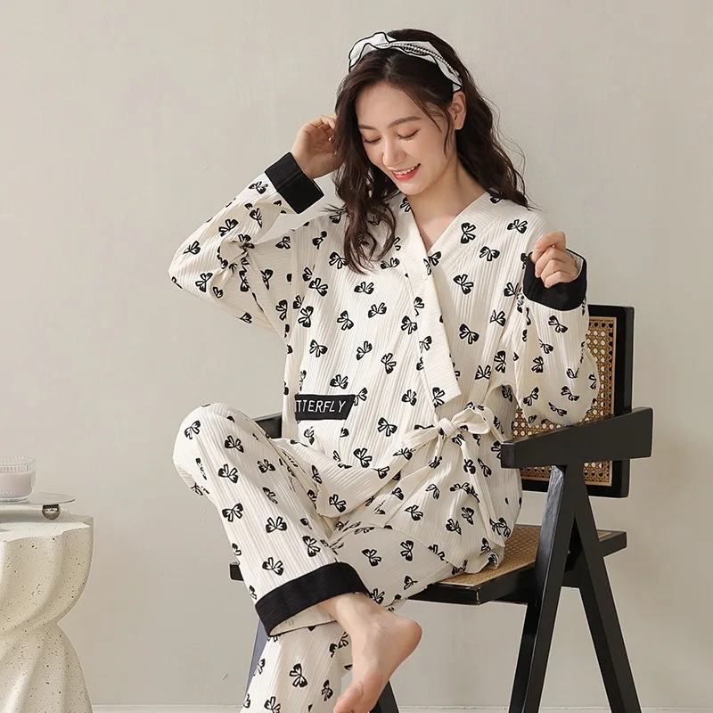 Pijama premamá de algodón con cárdigan de manga larga primavera y otoño - imagen 5