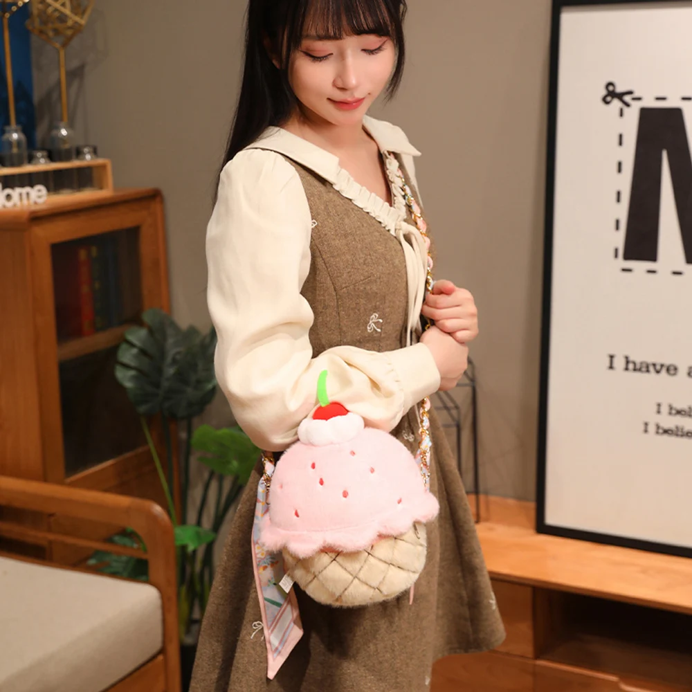 Bolso infantil felpa compacto con forma helado fresa - imagen 2