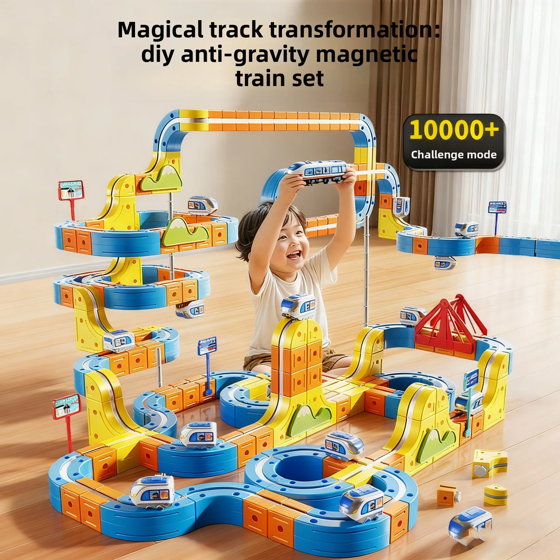 Tren magnético en bloques con pista de gravedad, montaje educativo - imagen 5