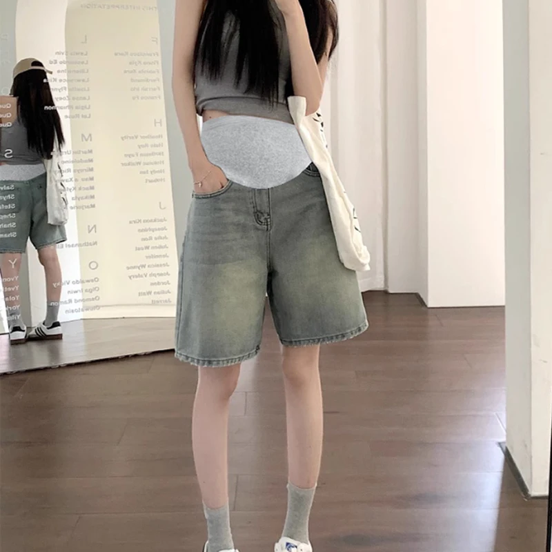 Pantalones cortos vaqueros de maternidad con soporte vientre - imagen 2