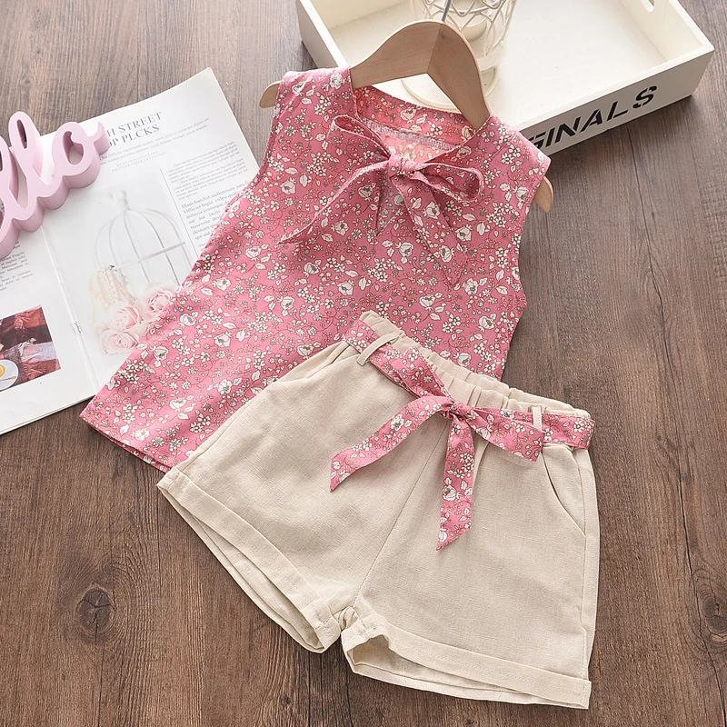 Conjunto verano niñas chaleco sin mangas y pantalones cortos - imagen 5