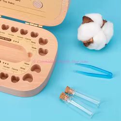 Caja recuerdo dientes de leche en madera con compartimentos
