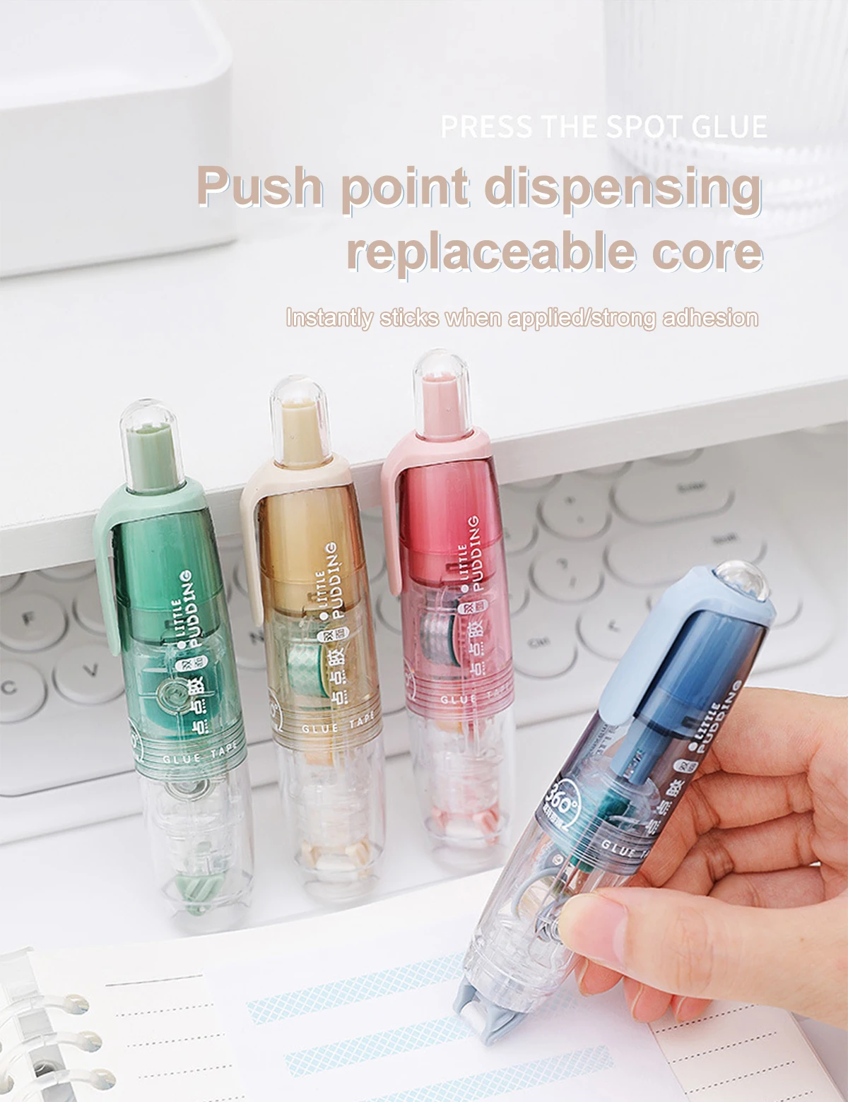 Dispensador de cinta adhesiva transparente con recambios