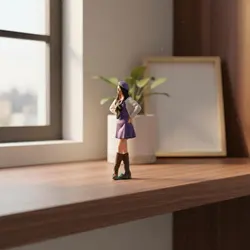 Figura miniatura niña con símbolo paz en resina muy detallada