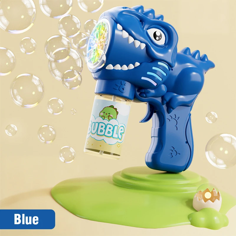 Pistola automática de burbujas para niños con dinosaurio
