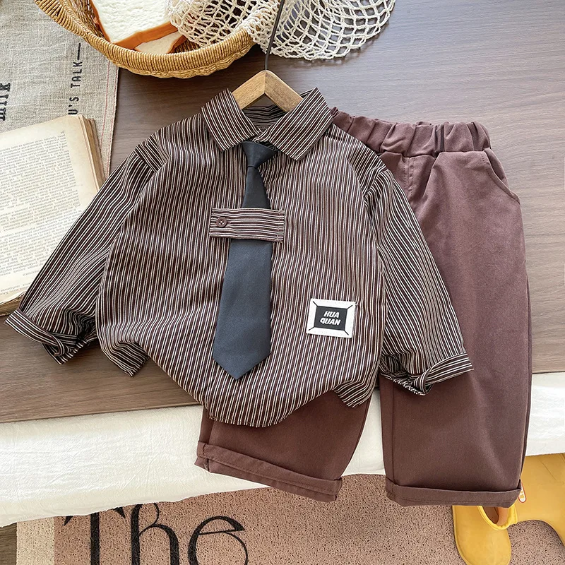 Ropa de bebé rayada manga larga y pantalón primavera-otoño - imagen 4