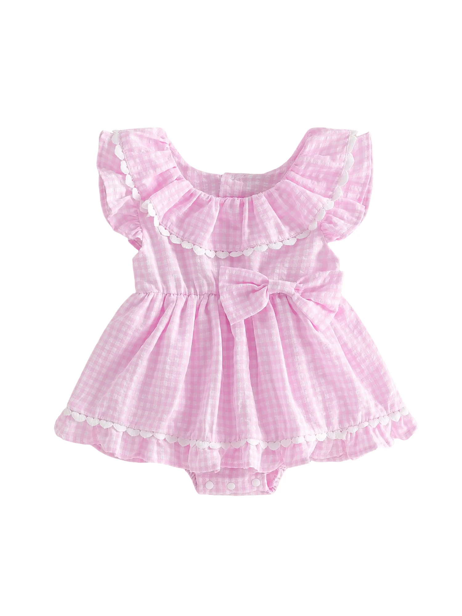 Vestido de verano para bebé niña cuadros sin mangas con cuello redondo